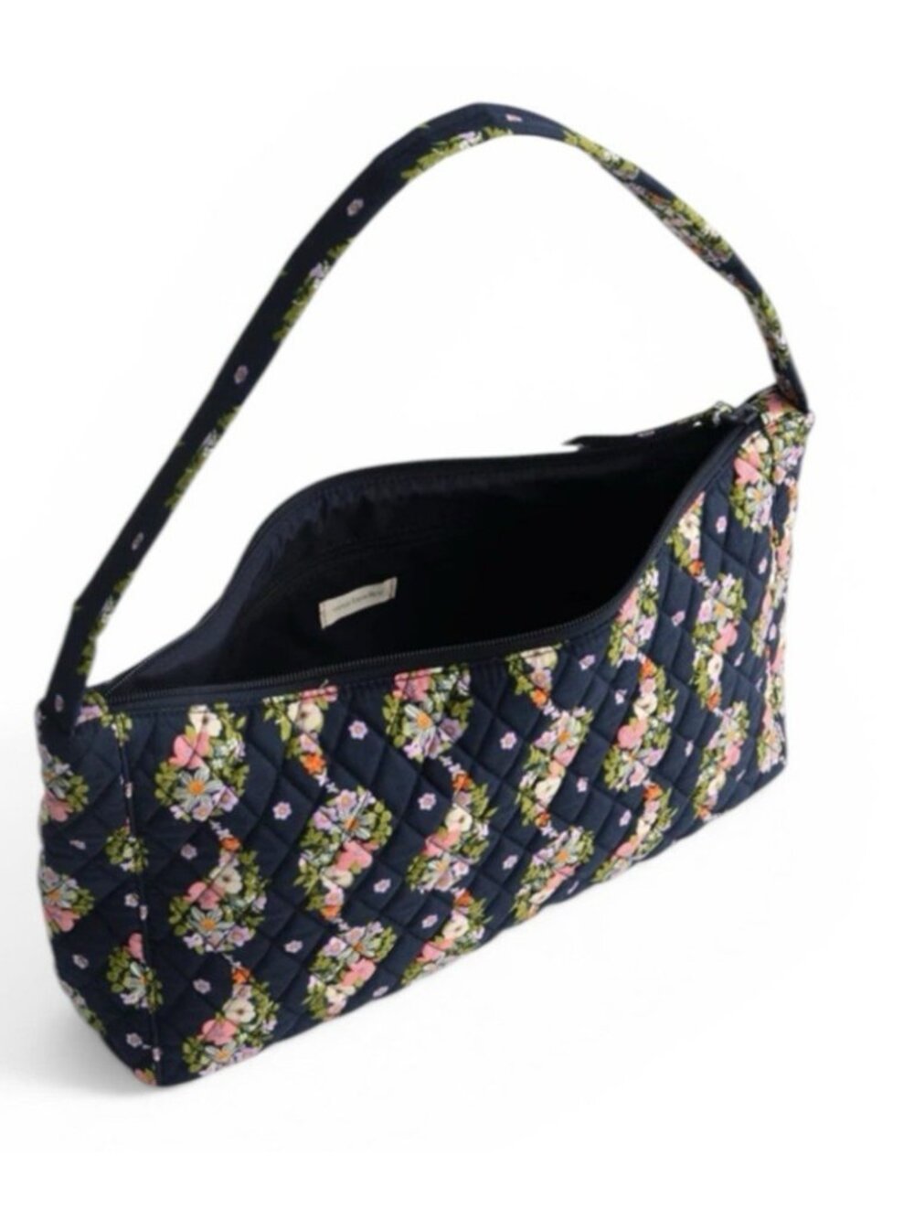 Vera Bradley Slouchy Shoulder Bag Paisley Rain Floral Navy Quilted Purse NWT